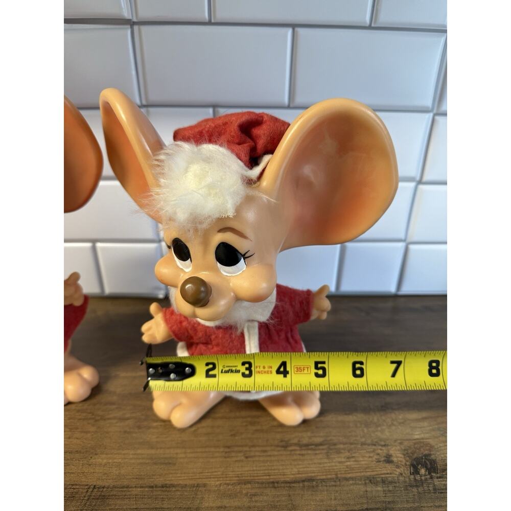 Vintage 1970 Roy Dee Of Fla. Big Ear Mouse Bank Lot of 2 Santa Claus & Mrs Claus - Picture 8 of 9